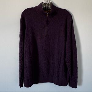 Robert Graham 100% Wool Quarter-Zip Sweater XL Classic Fit Purple